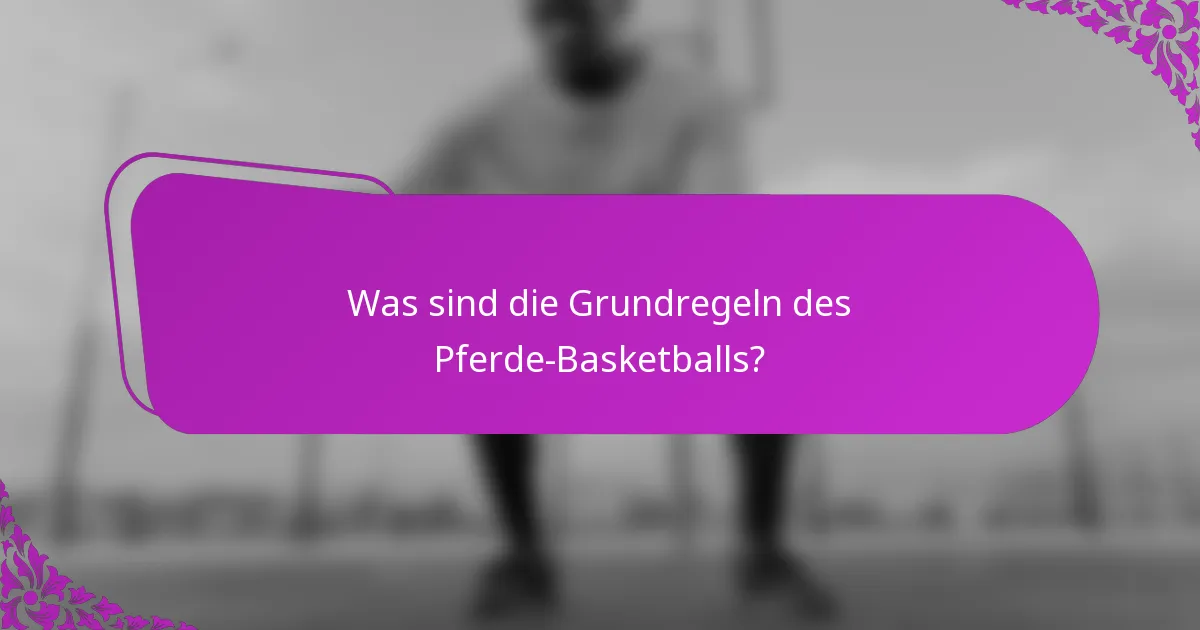 Was sind die Grundregeln des Pferde-Basketballs?