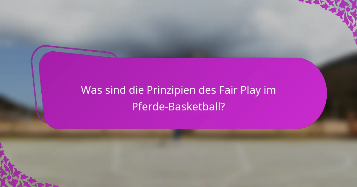Was sind die Prinzipien des Fair Play im Pferde-Basketball?