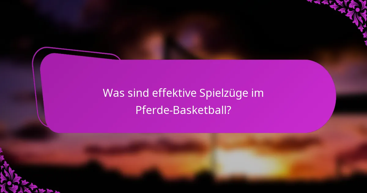 Was sind effektive Spielzüge im Pferde-Basketball?