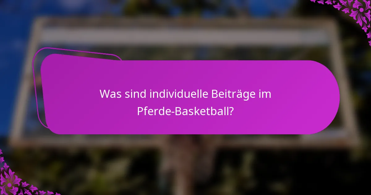 Was sind individuelle Beiträge im Pferde-Basketball?