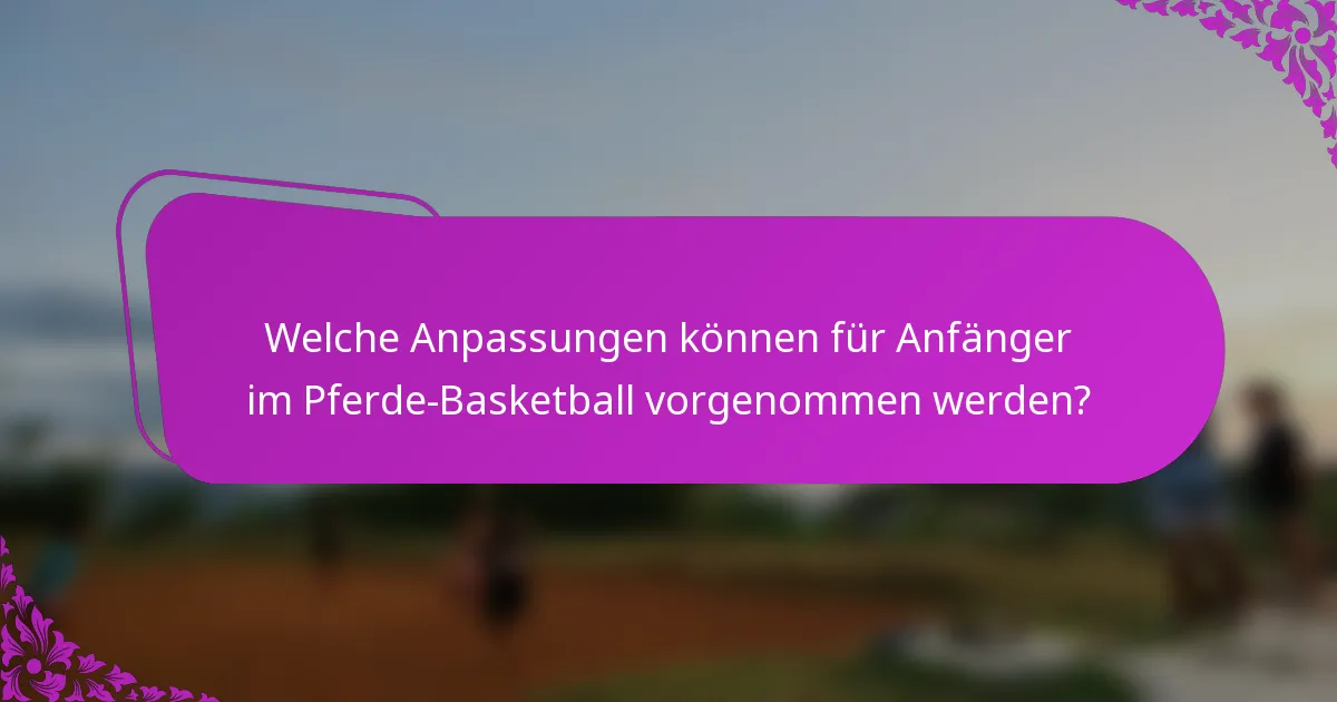 Welche Anpassungen können für Anfänger im Pferde-Basketball vorgenommen werden?