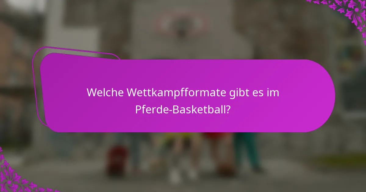 Welche Wettkampfformate gibt es im Pferde-Basketball?