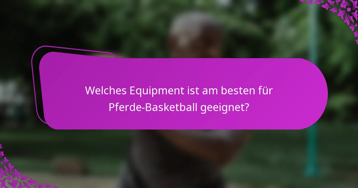 Welches Equipment ist am besten für Pferde-Basketball geeignet?
