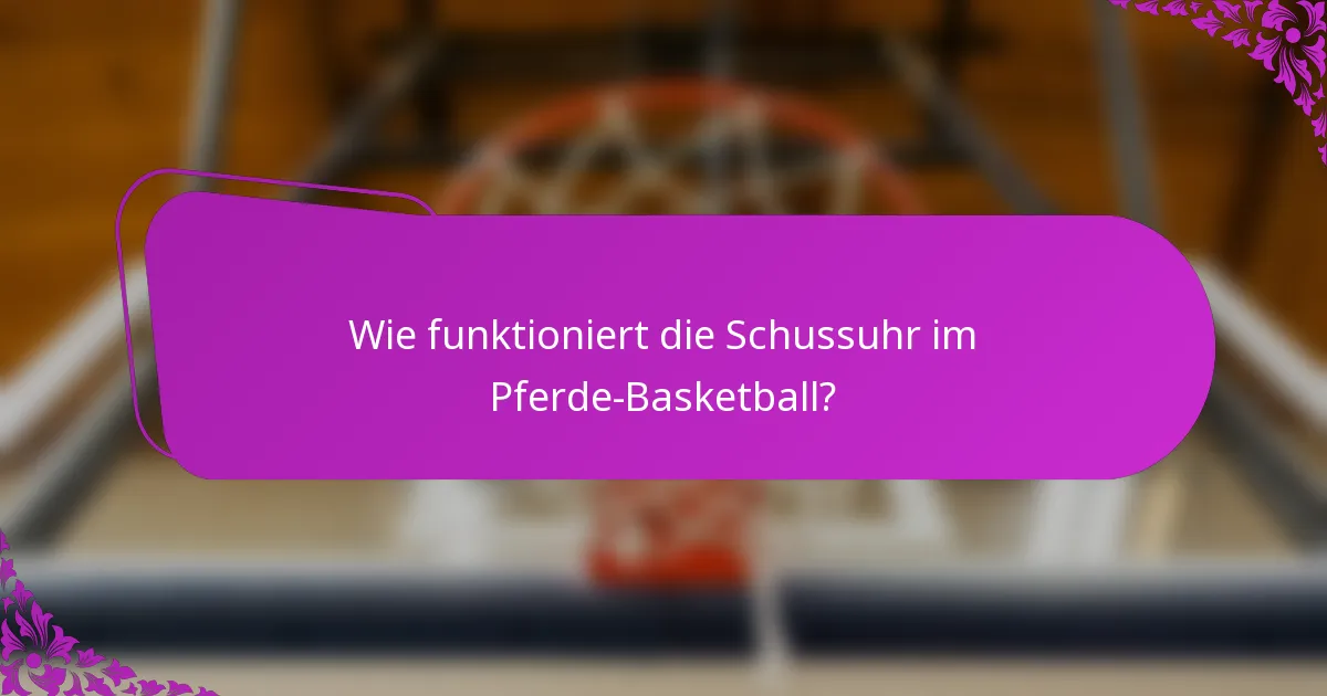 Wie funktioniert die Schussuhr im Pferde-Basketball?